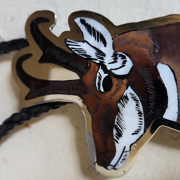 Amazing NWOT Native American Zuni Inlaid Antelope Bolo by Dale Edaakie ♥️🦌🎁 - Picture 12 of 13